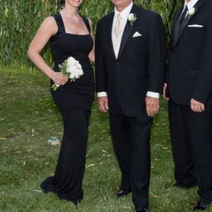 Calvin Klein Black evening dress sequin shoulders